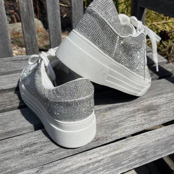 Jessica Simpson Cherello Comirra New Rhinestone Platform Sneakers, Size 8.5 - Picture 3 of 15